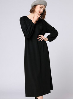 Brief Black Plus Size V-neck Slim Dress With Pockets