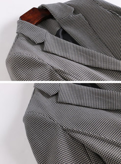 Elegant Grid Pocket Slim Blazer & Grid Slim Pencil Pants