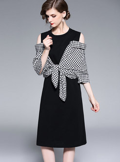 Stylish Color-blocked Asymmetric Midi Dress