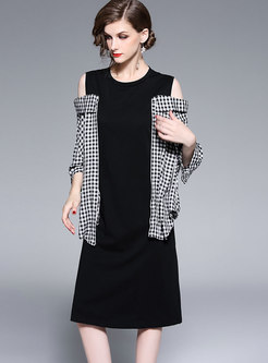 Stylish Color-blocked Asymmetric Midi Dress