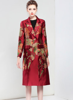 Autumn Lapel Embroidered Beaded Coat With Single-breasted 