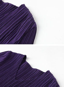 Solid Color V-neck Elastic Layered Dress