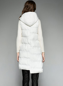 Winter White Thicken Cotton Irregular Hem A Line Vest