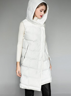 Winter White Thicken Cotton Irregular Hem A Line Vest