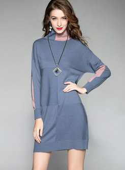 Trendy Hit Color Loose All-matched Knitted Dress