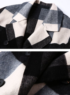 Double-sided Loose Plaid Wool Peacoat