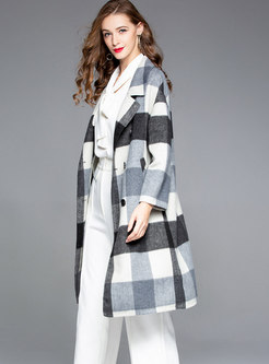 Double-sided Loose Plaid Wool Peacoat