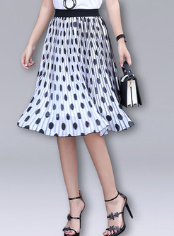 Fashion Pleated Polka Dot Chiffon Ball Gown Skirt