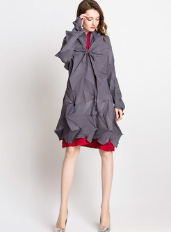 Chic Solid Color Stereoscopic Pleated Asymmetric Coat