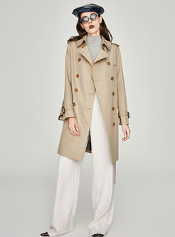 Stylish Double-breasted Belted Slim Trench Coat