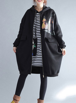 Casual Black Autumn Brief Plus Size Thicken Coat