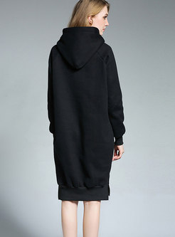 Fashion Hooded Thicken Plus Size Slit Dress