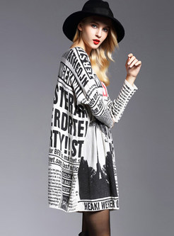 Fashion Slash Neck Loose Pullover Print Plus Size Dress