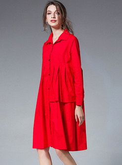Oversize Asymmetric Lapel Shirt Dress