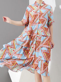 Elegant Floral Print Layered Dress