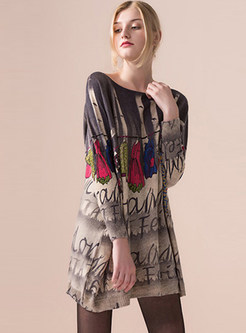 Trendy Slash Neck Plus Size Pullover Knitted Dress