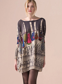 Trendy Slash Neck Plus Size Pullover Knitted Dress