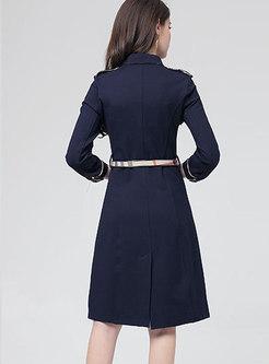 Monochrome Turn-down Collar Knitted Sheath Dress