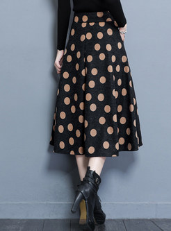 Trendy Plus Size Color-blocked Print Mid-claf Skirt