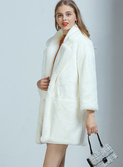 Notched Collar Single-breasted Teddy Coat