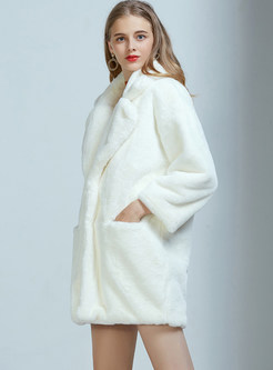 Notched Collar Single-breasted Teddy Coat