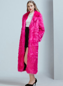 Solid Color Single-breasted Faux Shearling Coat