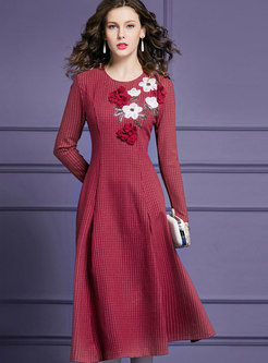 Elegant Stereoscopic Flower Beaded Maxi Dress