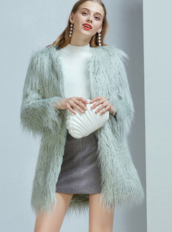 Winter Pure Color Loose Thick Faux Fur Coat