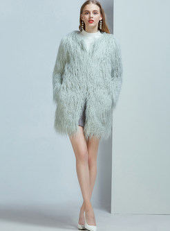 Winter Pure Color Loose Thick Faux Fur Coat