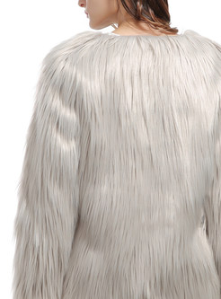 Long Sleeve Thick Warm Faux Fur Coat