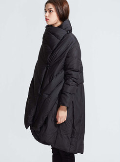 Black Stand Collar Plus Size Puffer Coat