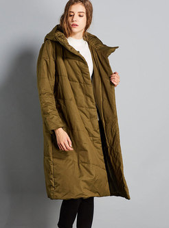 Winter Hooded Cotton Knee-length Down Coat