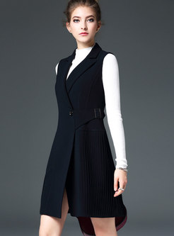 Fashion Black Sleeveless Mid Waist Cotton Vest 