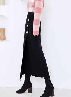 Solid Color Shearling Asymmetric Skirt