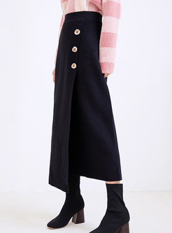 Solid Color Shearling Asymmetric Skirt