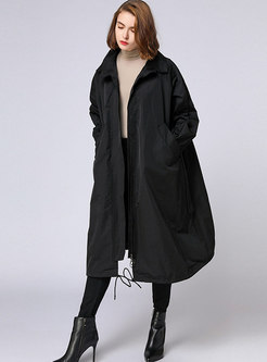 Autumn Plus Size Black Belted Trench Coat