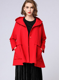 Brief Red Hooded Loose Thicken Short Coat