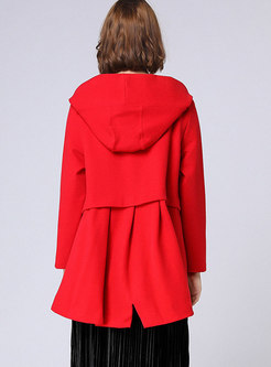 Brief Red Hooded Loose Thicken Short Coat