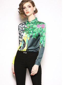 Stylish All-matched Printed Slim Blouse