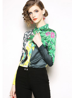 Stylish All-matched Printed Slim Blouse