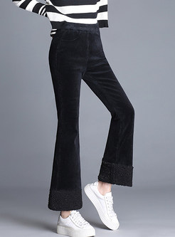 Brief Pure Color High Waist Slim Long Flare Pants