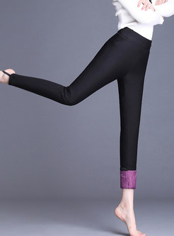 Solid Color Thick Elastic White Duck Down Leggings