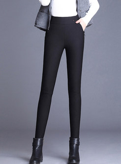 Solid Color Thick Elastic White Duck Down Leggings