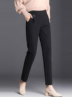 High Waist Easy-matching Pants With Decoration