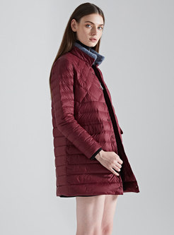 Red Plus Size Straight Puffer Coat