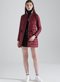 Red Plus Size Straight Puffer Coat