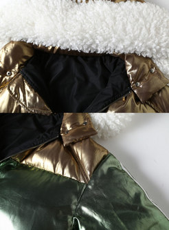 Chic Winter Hooded Gold Hit Color Down Coat
