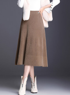 Fashion Slim Knitted Mid-claf A Line Skirt