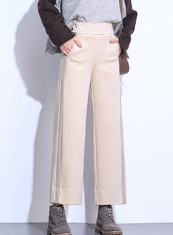 Color-blocked Striped High Waist Loose Pants
