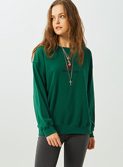 Loose O-neck Long Sleeve Print Sweatshirt